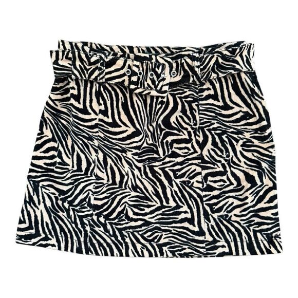 Wild Fable A-Line skirt Bold Zebra Print Pattern Black and Tan corduroy - Picture 1 of 5